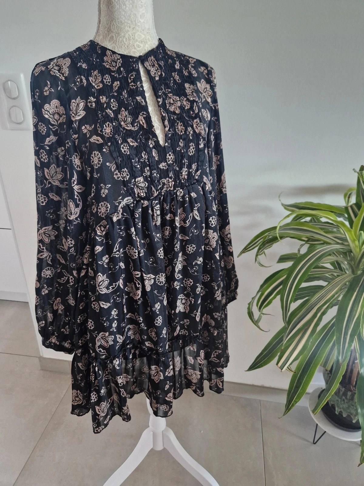 Robe voile florale - S - Zara